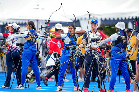 India's archers Bhajan Kaur, Ankita Bhakat and Deepika Kumari